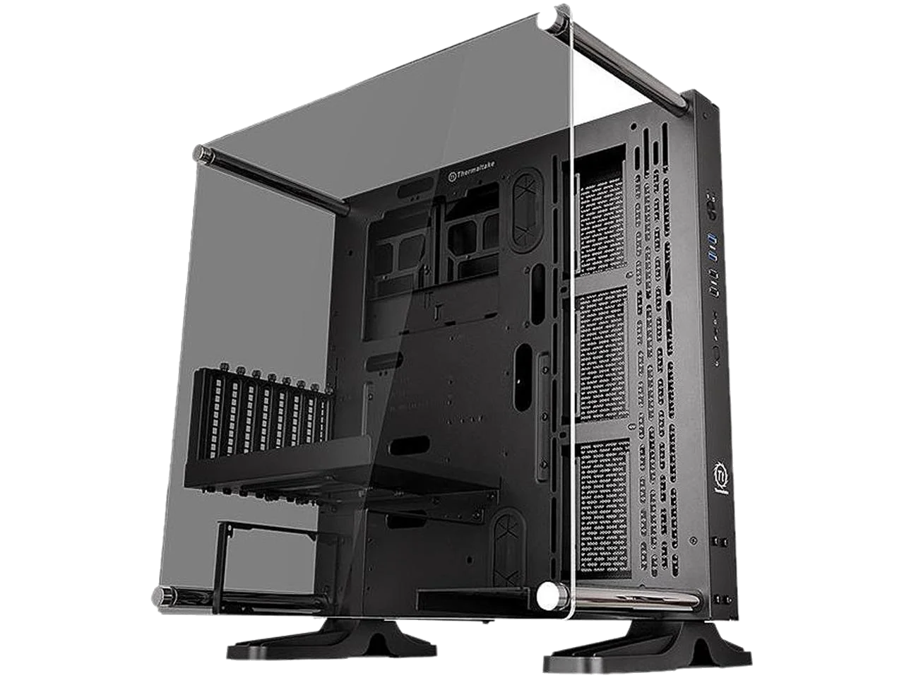 Thermaltake open-frame case housing a Maximum Settings rig
