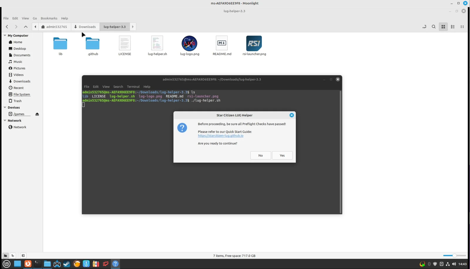 Confirming with Yes in the next window