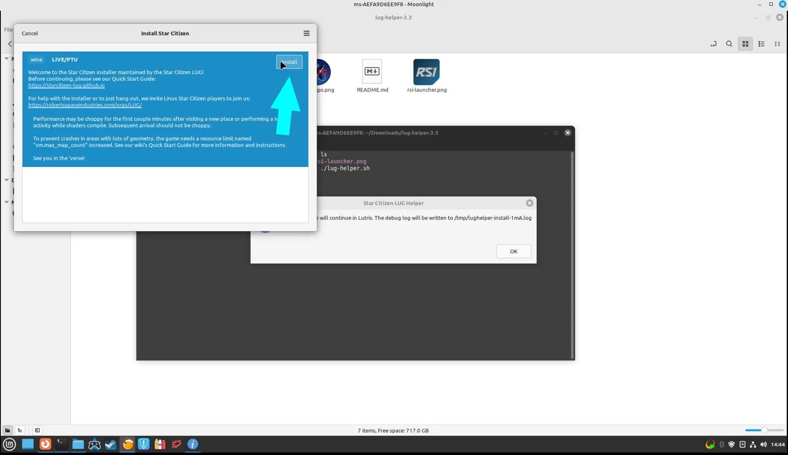 The Lutris installer window